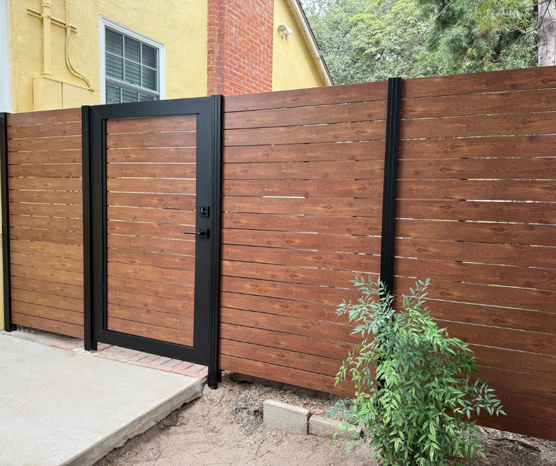 Woodgrain aluminum powder-coated finish detail