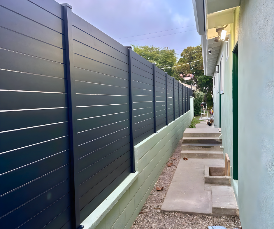 ALU40 horizontal aluminum fence system in matte black