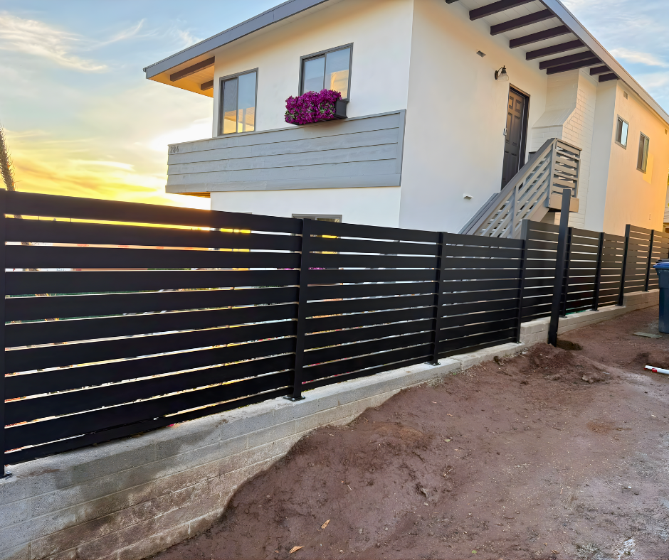 Powder-coated aluminum fence finish detail