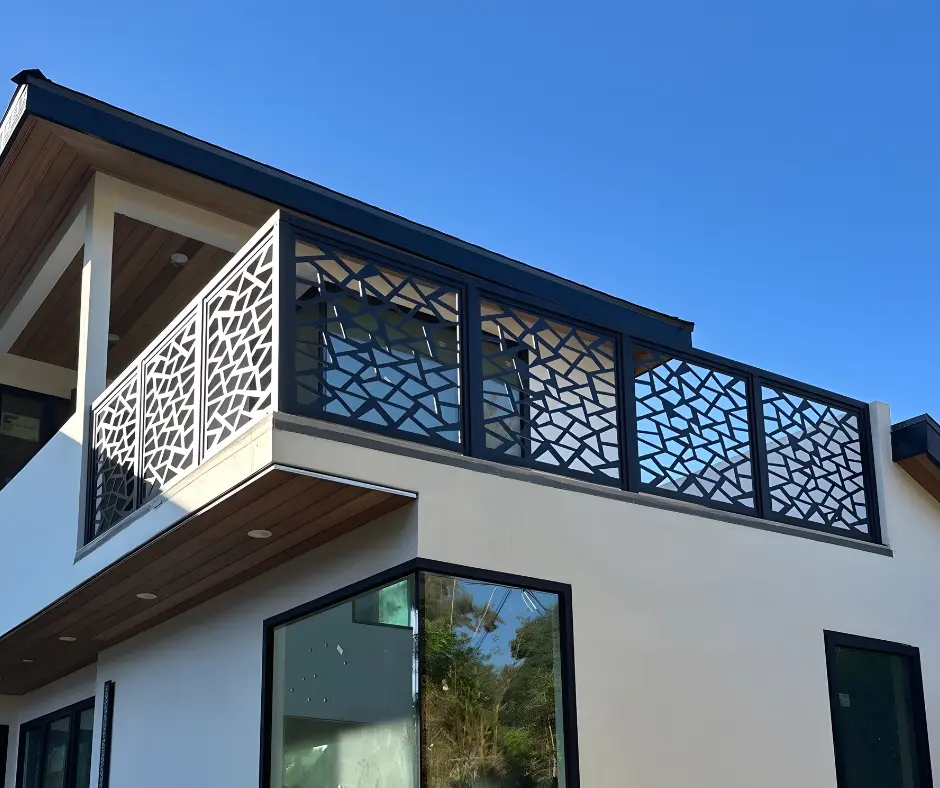 Decorative laser cut aluminum privacy panel