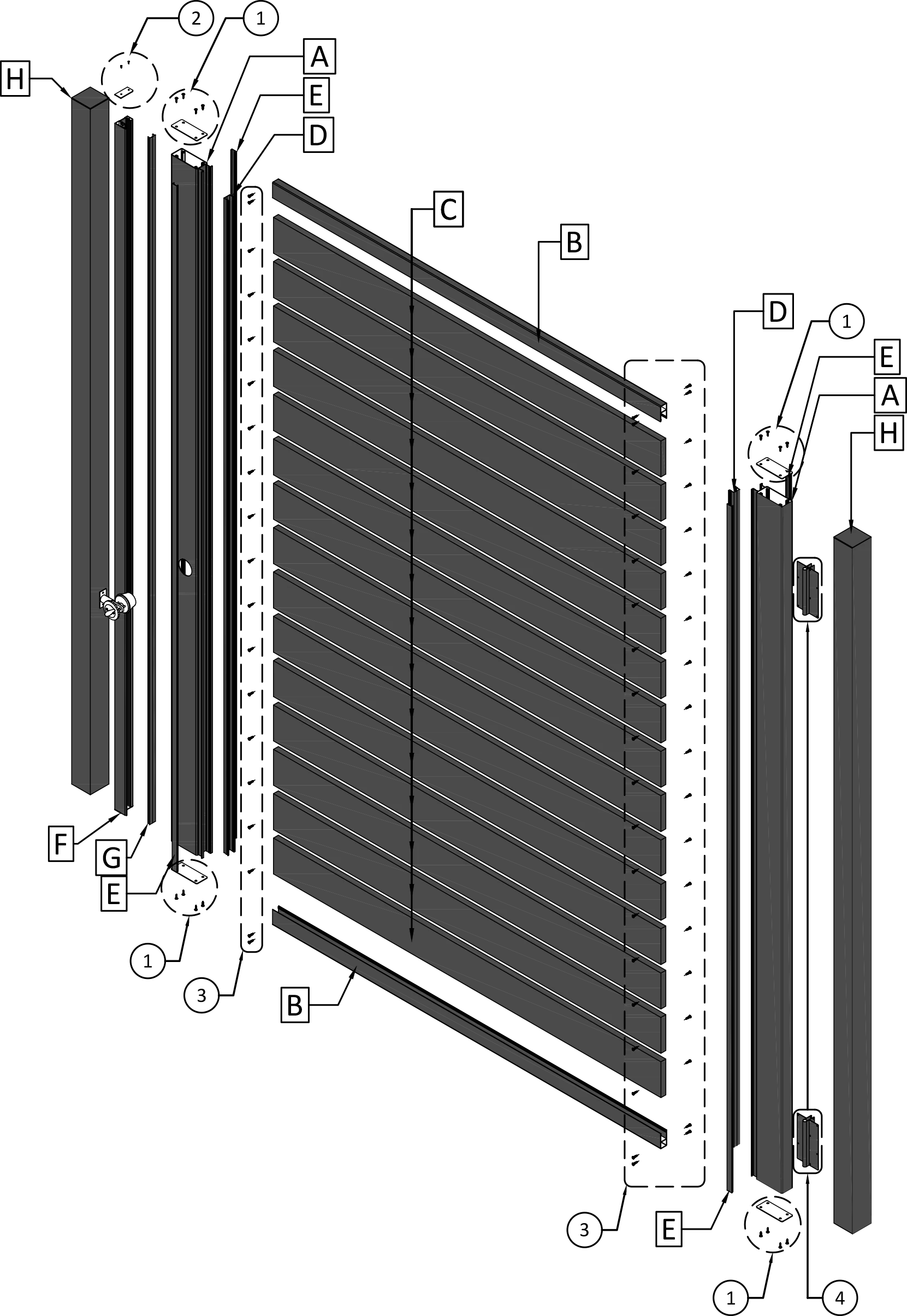 ALU40 DIY aluminum gate technical view