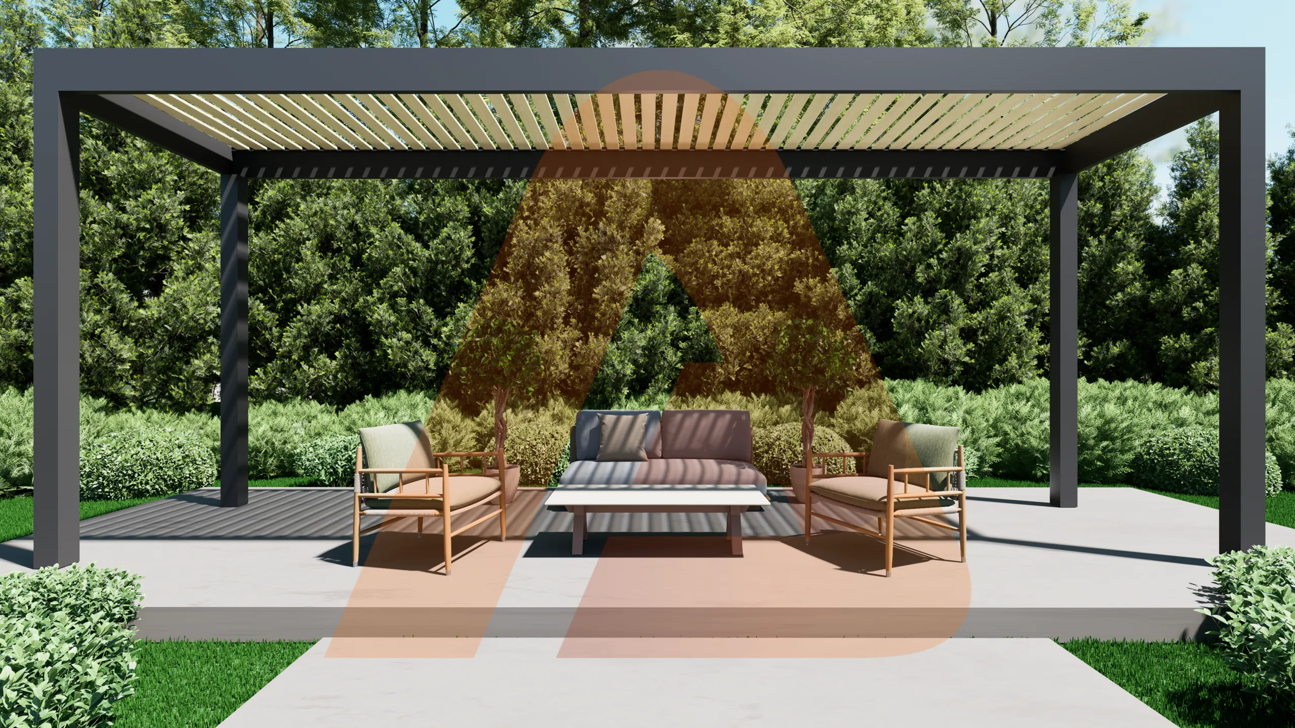 ALU-40 woodgrain slat pergola