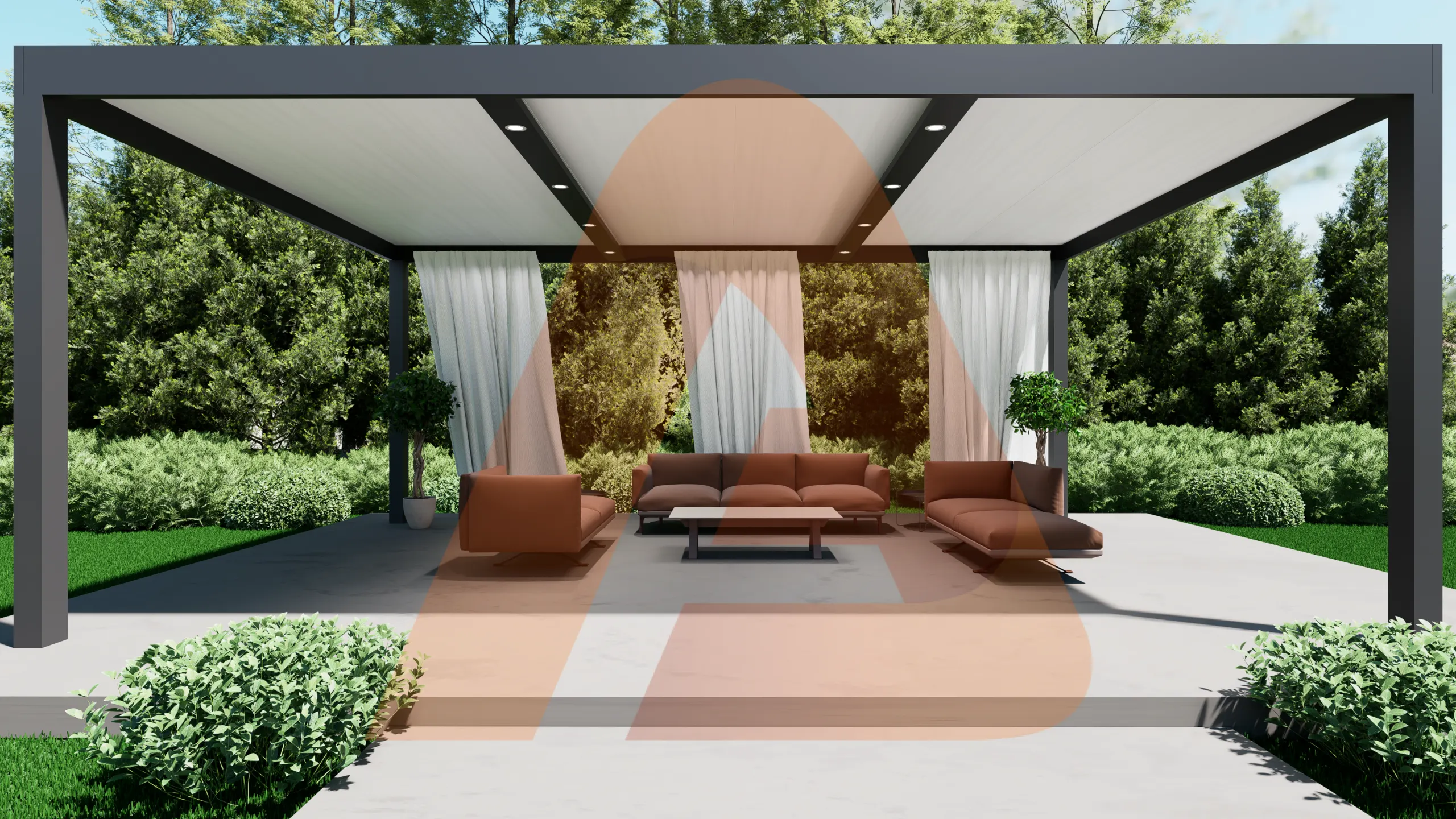 White insulated roof panel pergola
