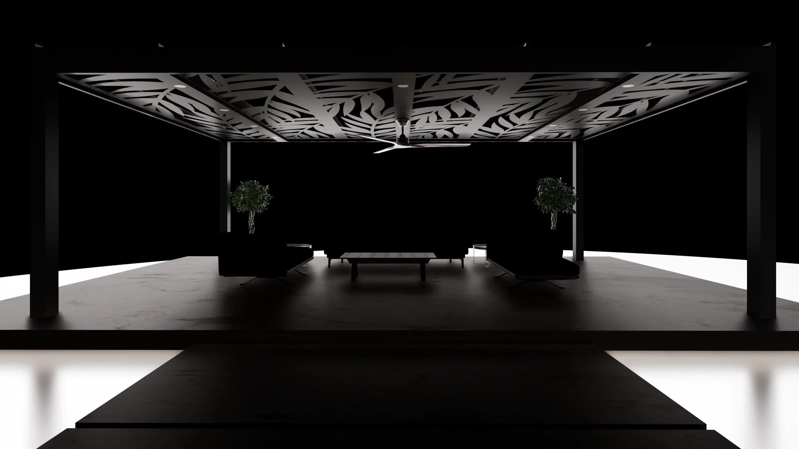 Laser cut patio cover reflection image