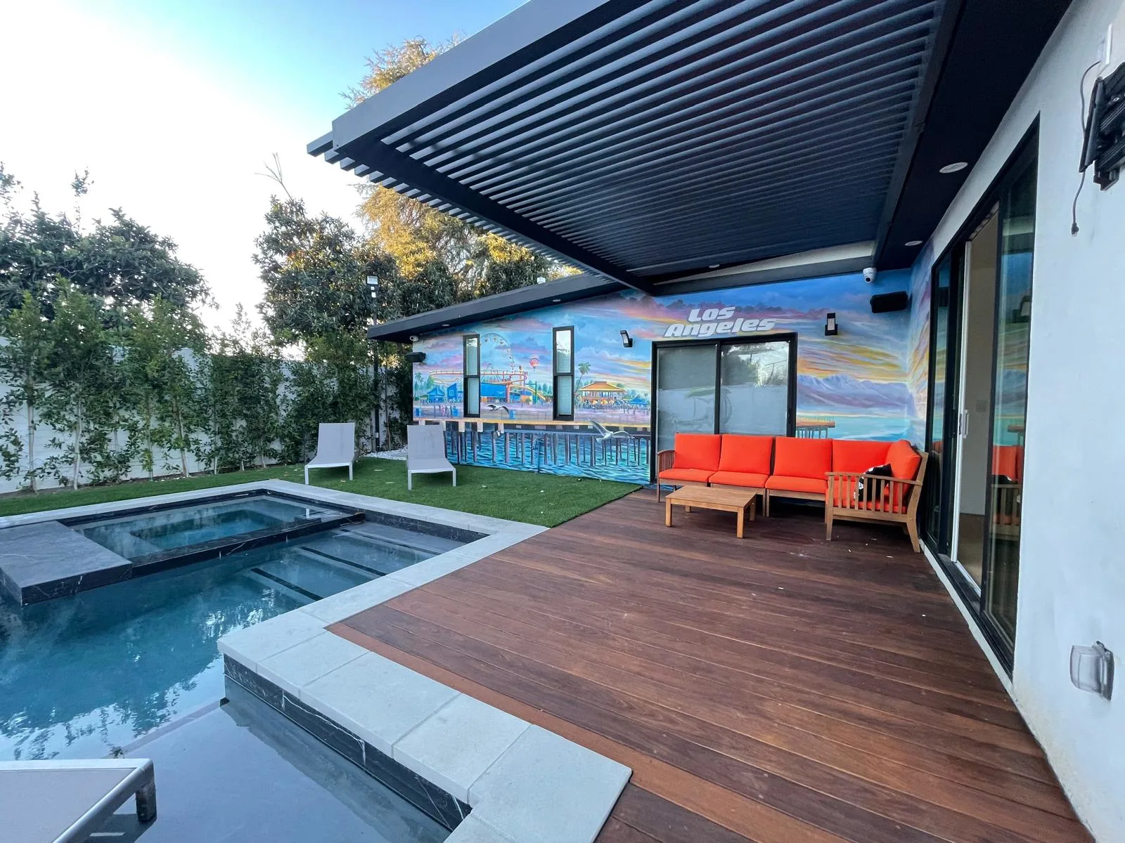Cantilever outdoor kitchen