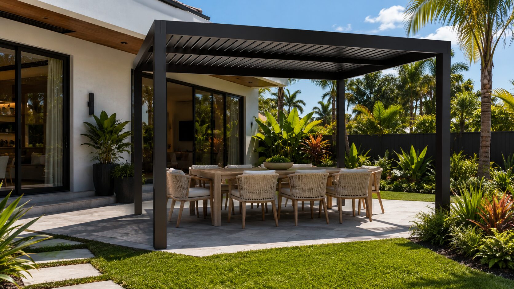 12 x 16 ft. aluminum slat roof pergola package