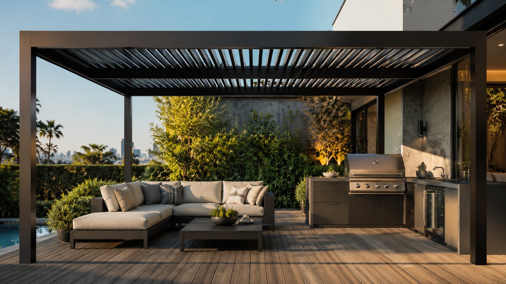 16 x 20 ft. aluminum slat roof pergola package