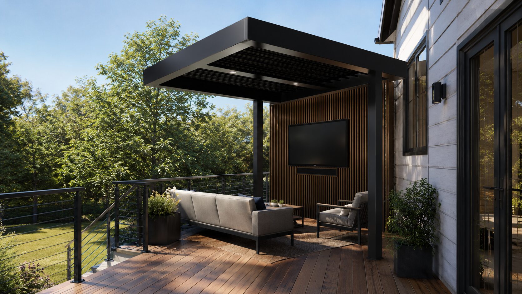 10 x 10 ft. cantilever aluminum patio cover kit with automatic louver roof