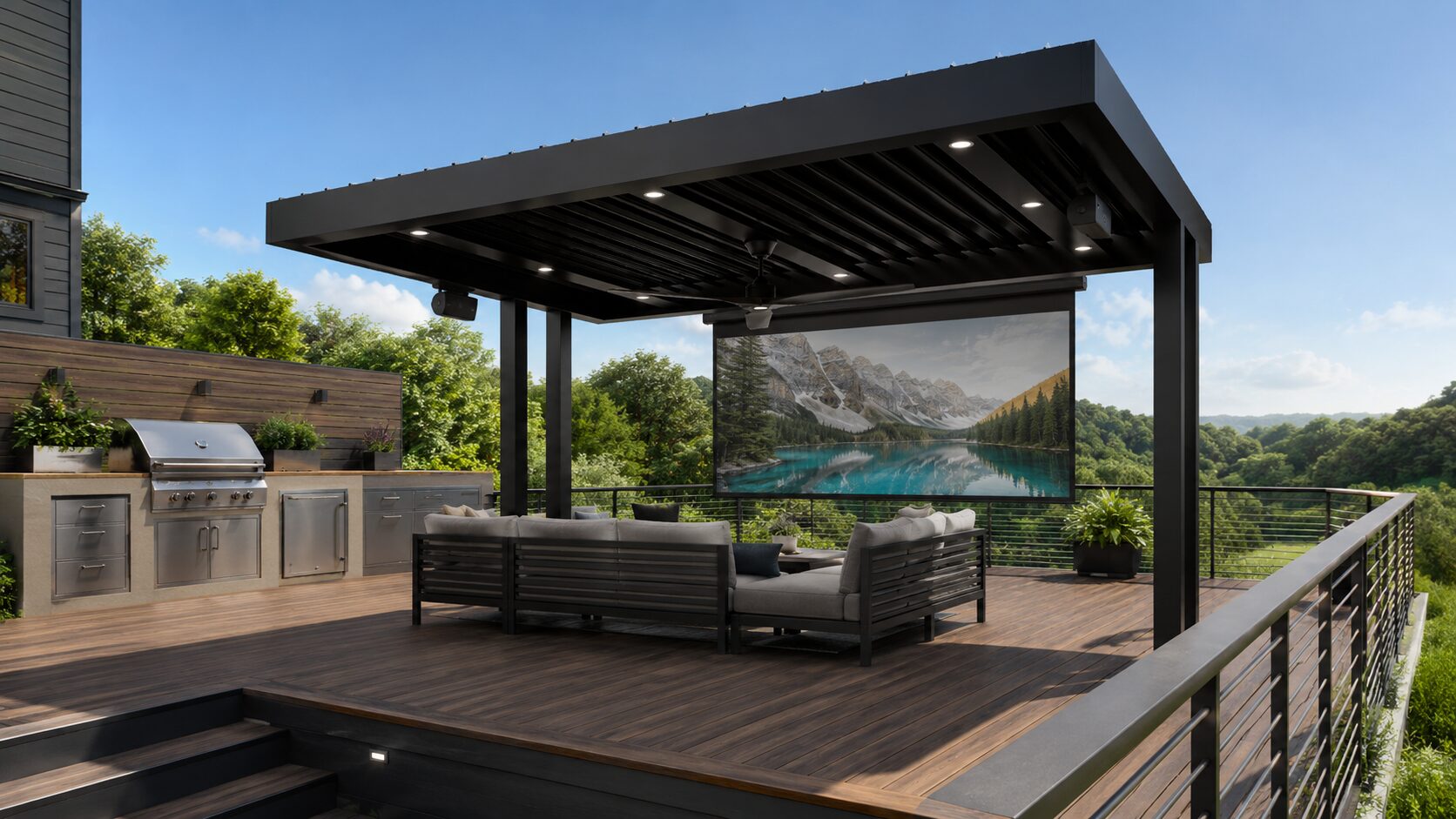 Cantilever aluminum patio cover kit with automatic louver roof