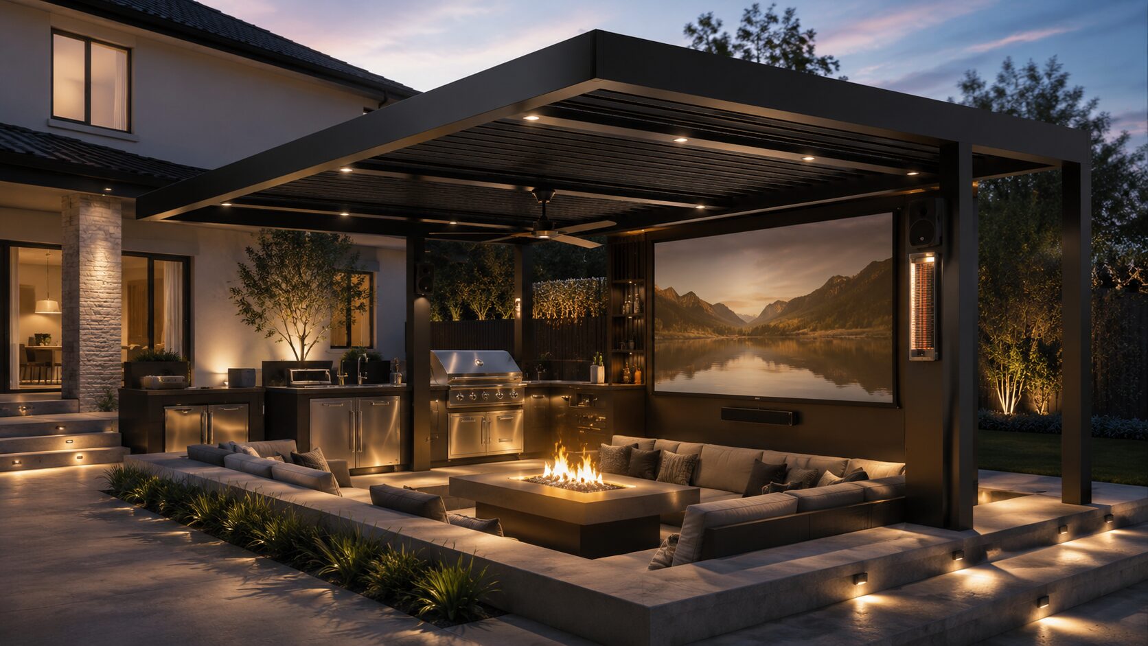 16 x 20 ft. cantilever aluminum patio cover kit with automatic louver roof
