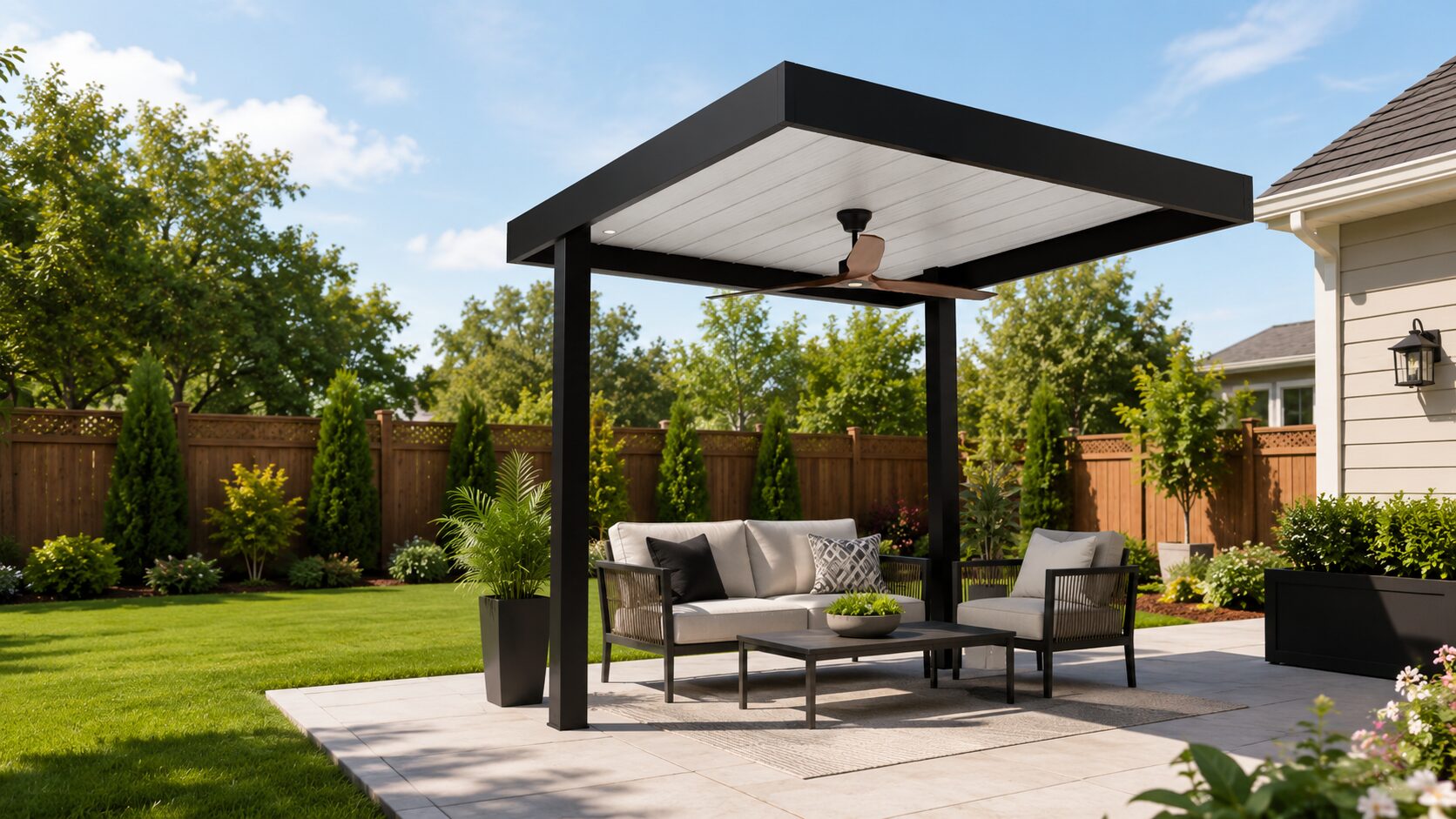 10 x 10 ft. cantilever aluminum patio cover kit with solid insulated roof panel