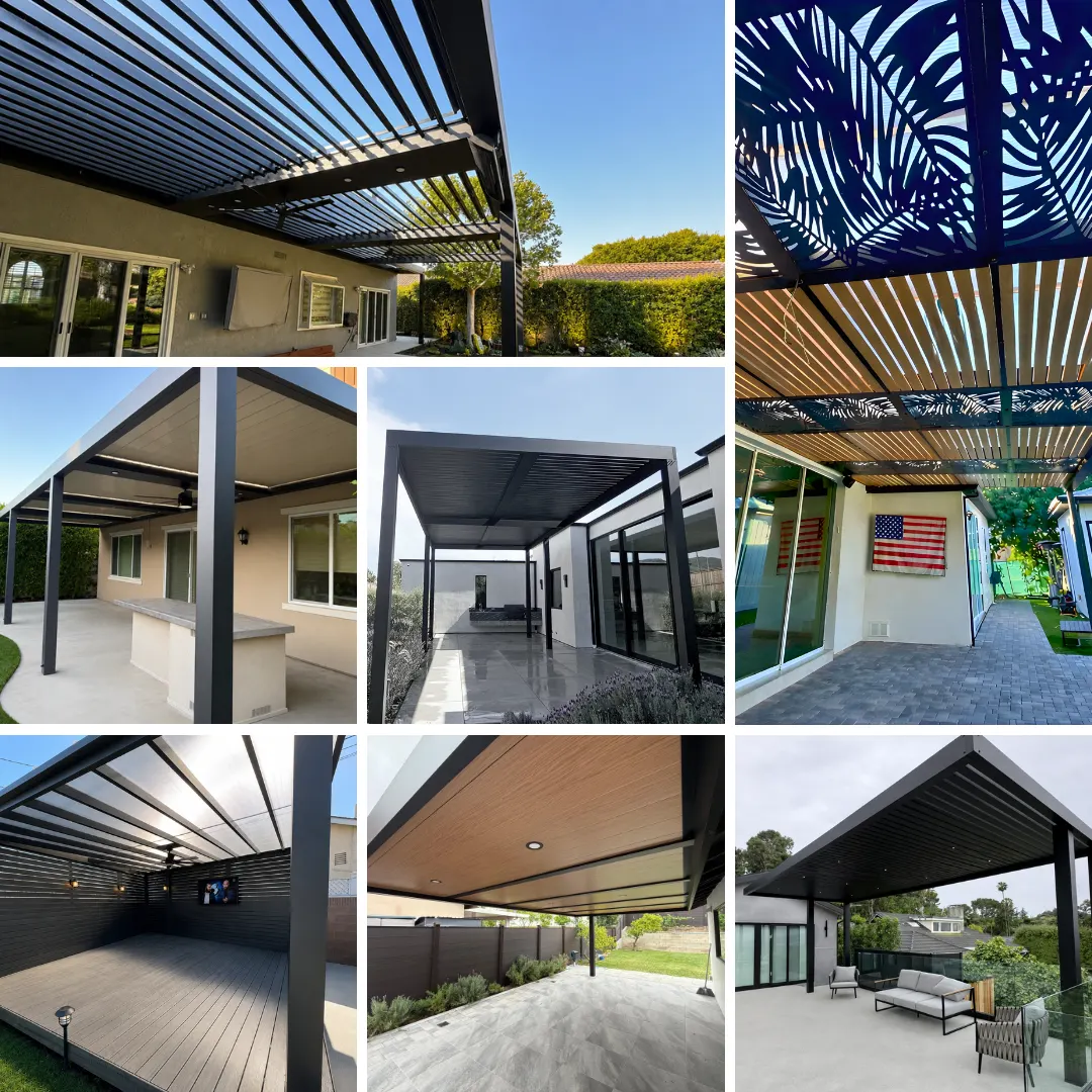Automatic louver, insulated, slat, beam, lattice, cantilever, attached, free-standing, residential, commercial, and poolside patio systems.