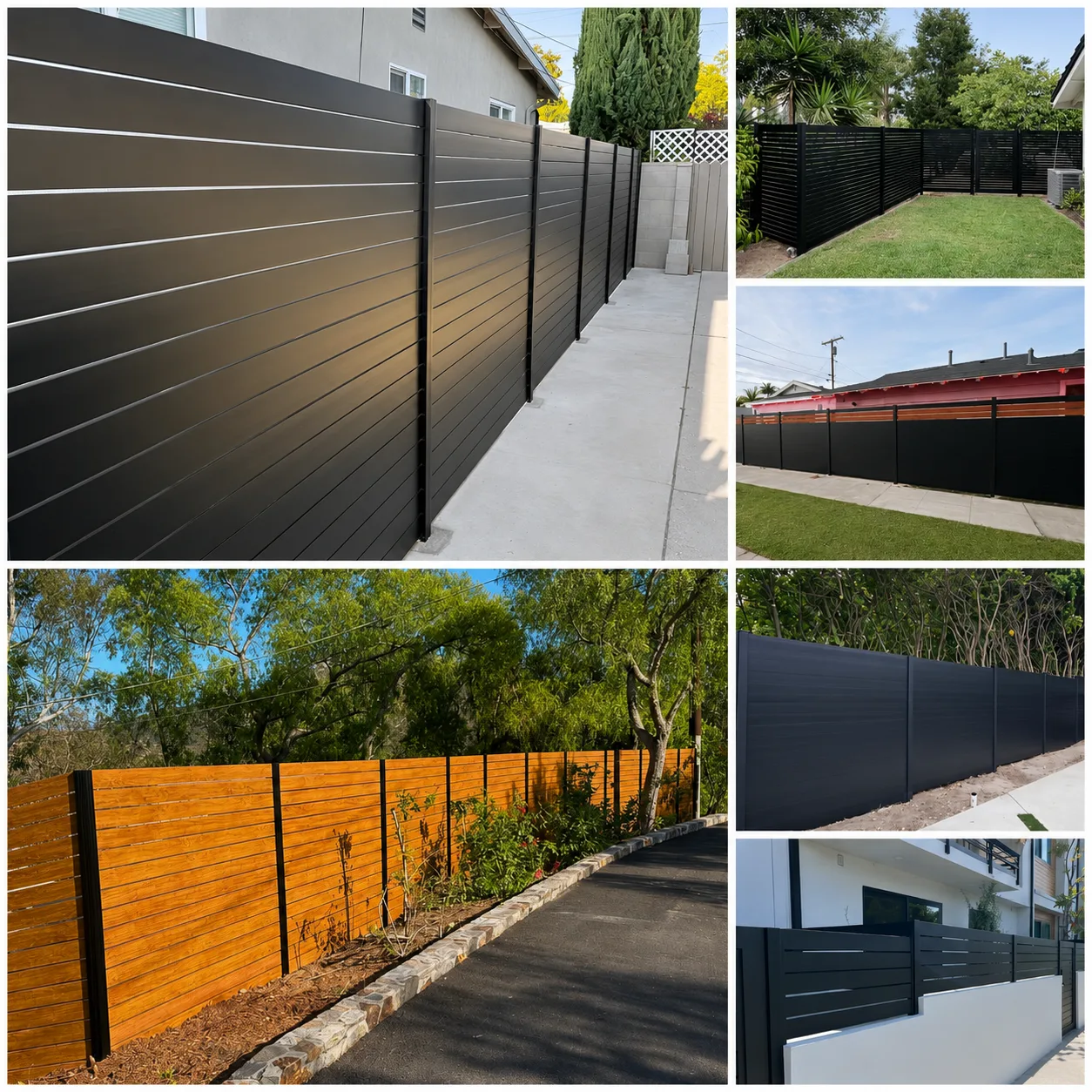 Front yard, backyard, wall topper, pool fence, commercial, and equipment screen systems.