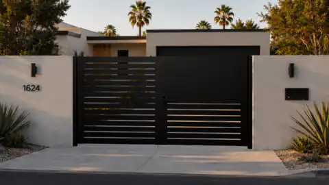 Alu 40 DIY 12x6 Pedestrian Gate wood like Black (Horizontal)